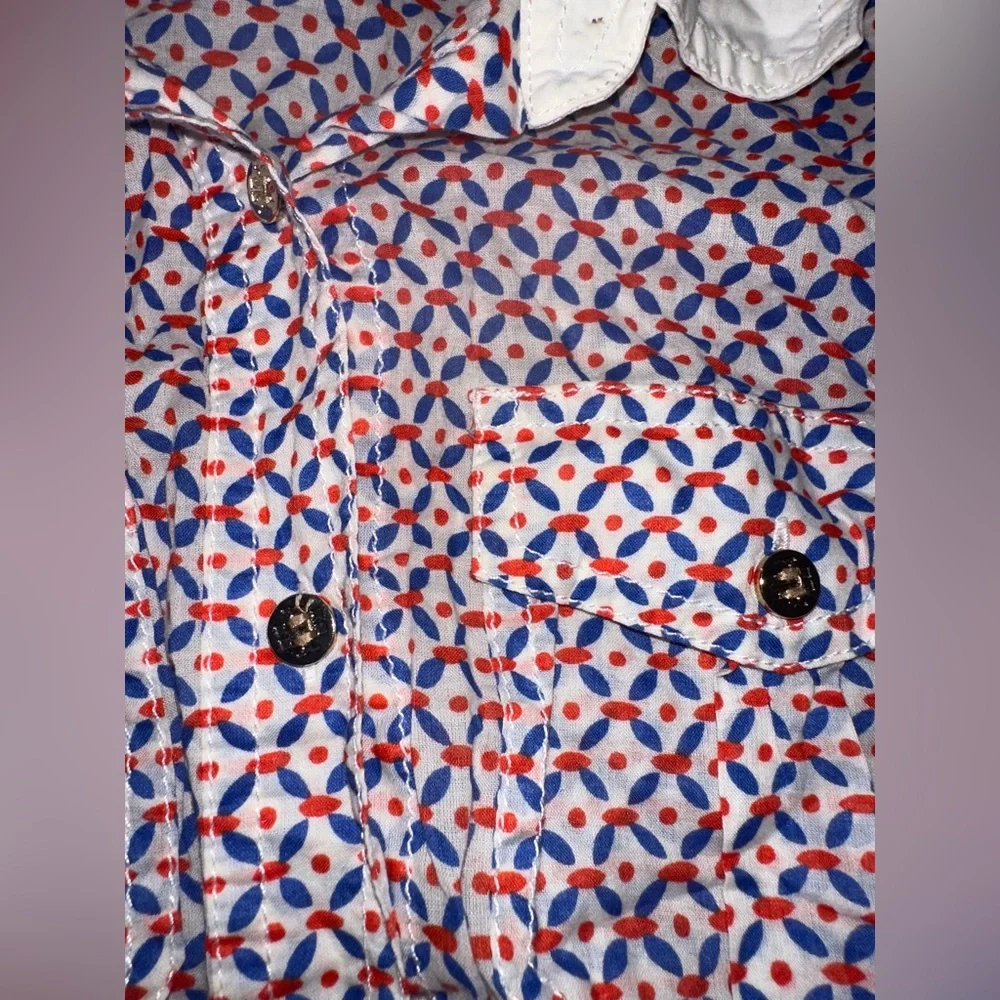 Tory Burch Red and Blue Patterned Shirt